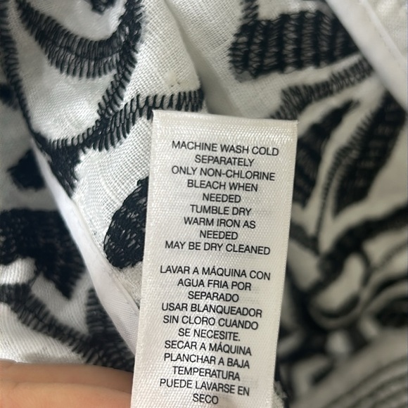 CHICO’S Embroidered Smocked Jacket 3/4 Sleeves White/Black Size 1 Medium - Picture 12 of 16